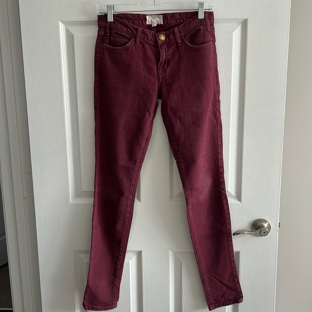 Current/Elliot Burgundy Fall Mid Rise Skinny Jeans Size 27